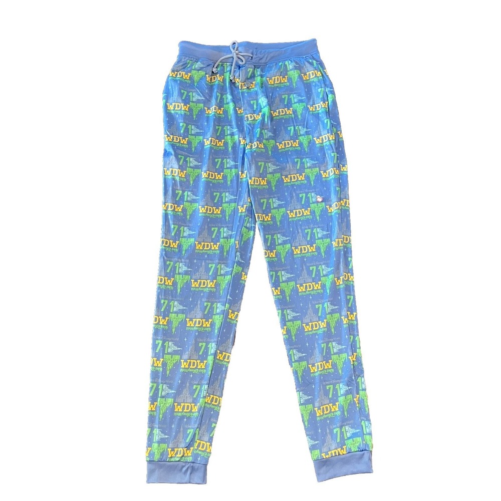 Disney Walt Disney World WDW 71 Jogger Pajama Pants Small Blue NWT Castle Print